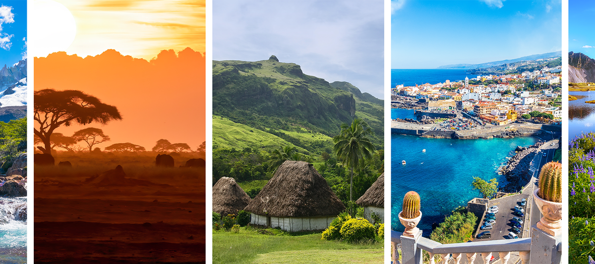 Collage aus unterschiedlichen Destinationszielen weltweit