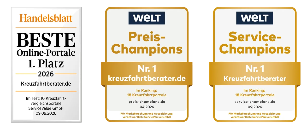 Auszeichnungen Kreuzfahrtberater 2026 Handelsblatt, WELT