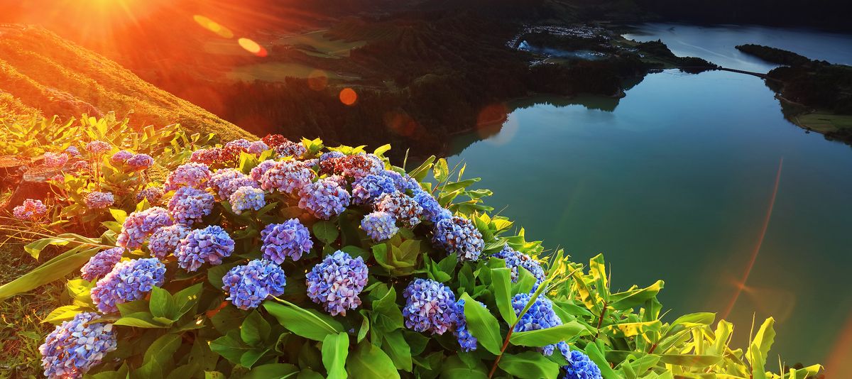 Sonnenuntergang Landschaft Azoren