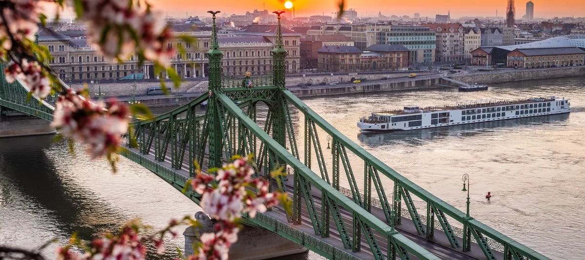 Budapest Fluss bei Sonnenuntergang