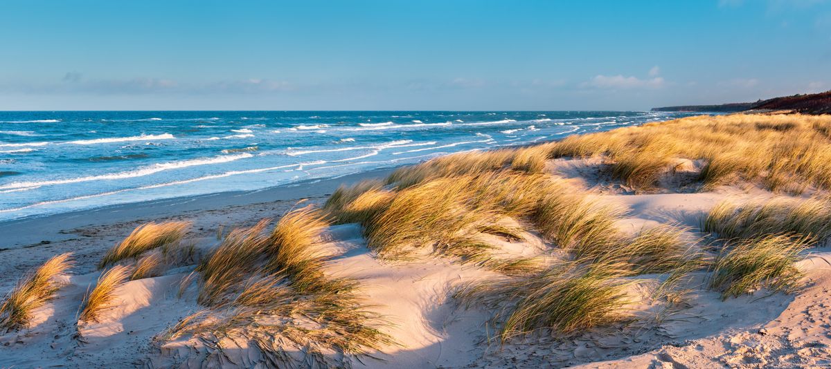 Dünnenlandschaft an der Nordsee bei stürmischer See